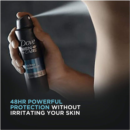Dove Men + Care Dry Spray antitranspirante, Clean Comfort 3,8 oz (2 Pack)