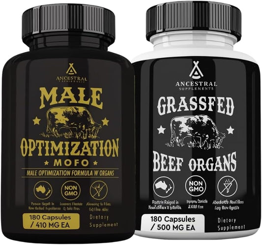 Ancestral Supplements FEM & Mofo Bundle – His & Hers Grass Fed Organ Supplements – Supports Hormone Balance, Energy, Vitality & Wellness – Pasture Raised Beef Organ Multivitamin for Men & Women