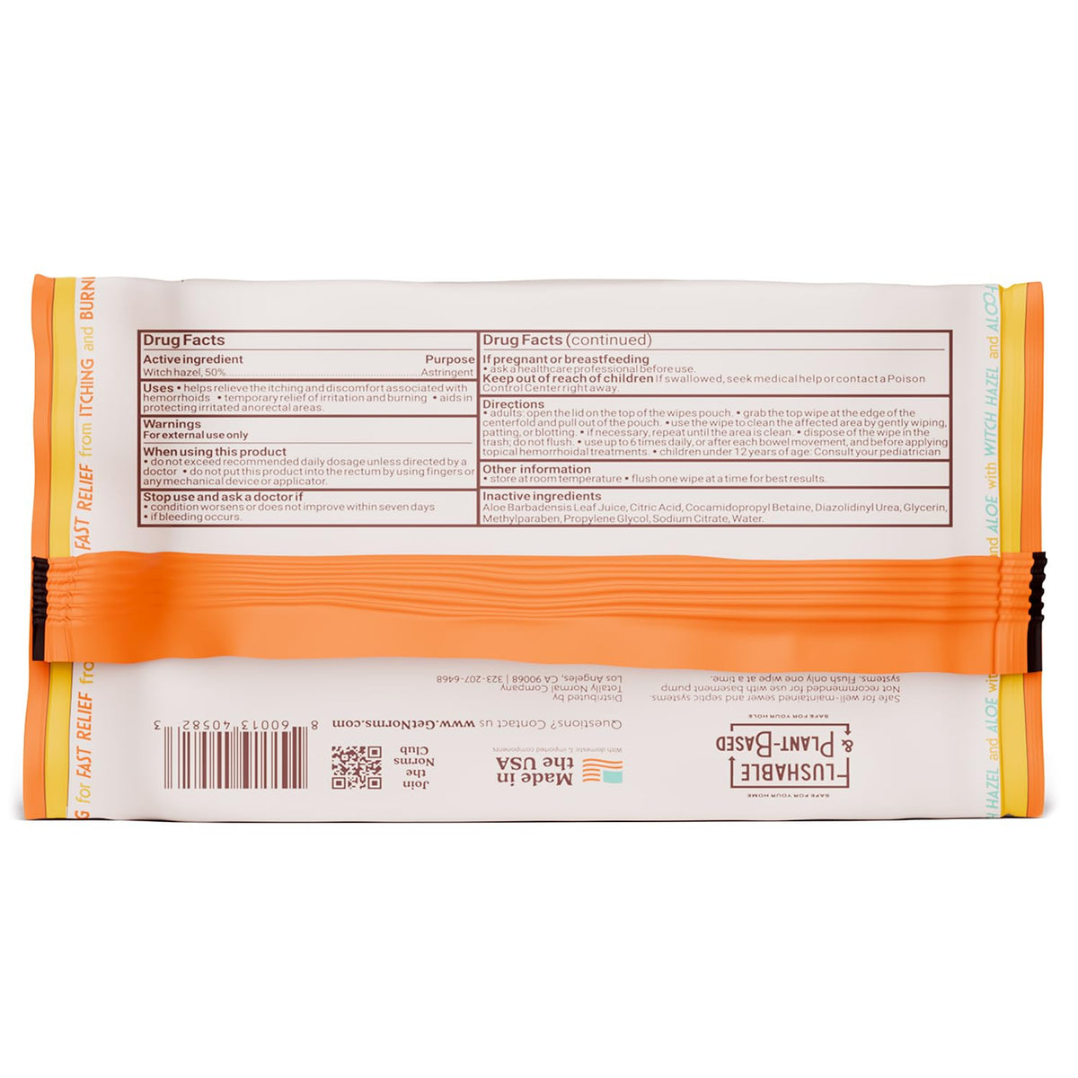 Norms Medicated Hemorrhoid Wipes with Witch Hazel and Aloe, Soothing Flushable Wipes for Itching, Burning & Swelling Relief, Hypoallergenic & Fragrance Free - 48ct (Pack of 1) NormsBuy Supplements Australia