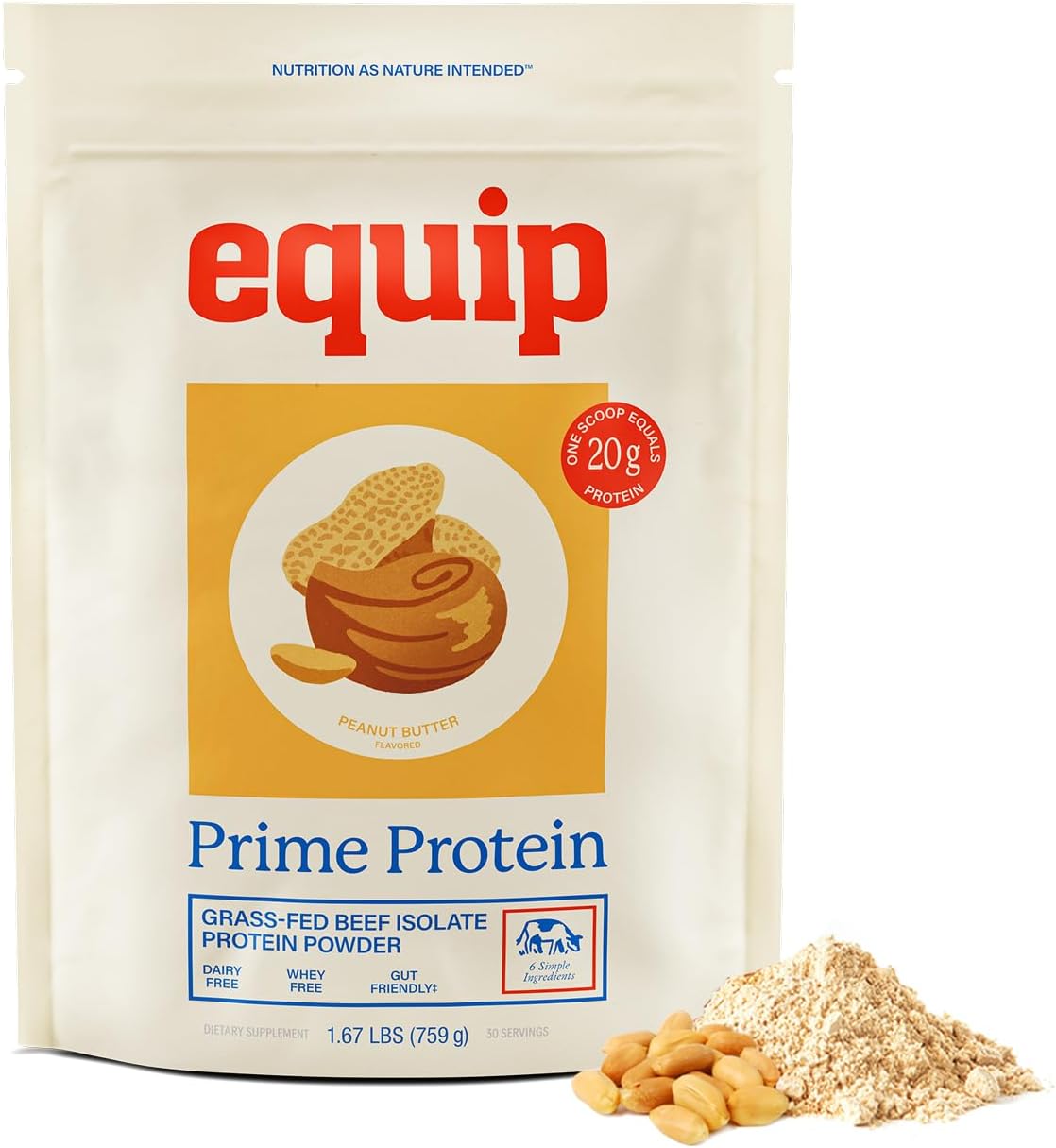 Equip Foods Peanut Butter (x2) & Chocolate (x2) Prime Protein Powder - Grass-Fed Isolate Beef Protein Powder - Paleo and Gluten Free - Helps Build and Repair Tissue