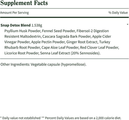 Snap Supplements Detox Blend to Support Gut Health, 60 Vegan Capsules | Licorice, Psyllium Husk, Fennel, Ginger, to Support Healthy Detox & Digestion, Gluten-Free, Non-GMO, Free of Major Allergens