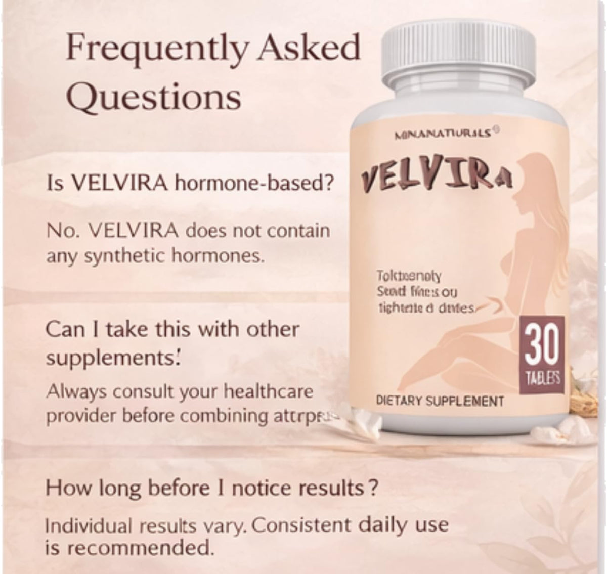 MINANATURALS VELVIRA Feminine Wellness Support Supplement for Women Herbal Rejuvenation Formula with Vitamins, Amino Acids & Collagen 30 Tablets MINANATURALS buy supplements Au