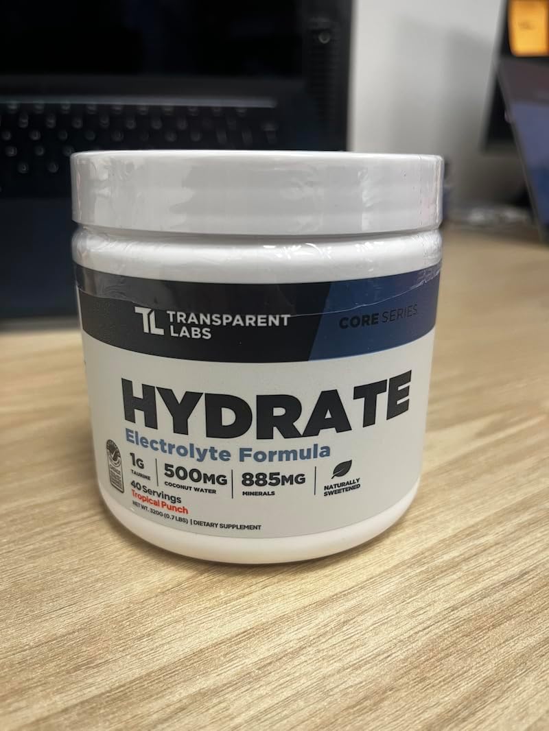 Transparent Labs BCAA Glutamine Powder (30 Servings, Strawberry Lemonade) & Hydrate Electrolytes Powder (40 Servings, Tropical Punch)