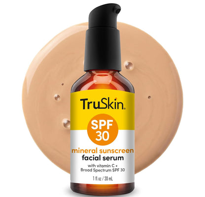 TruSkin SPF 30 Tinted Mineral Sunscreen Face Serum, Zinc Oxide, 1 fl oz | Universal skin tint with Vitamin C, Hyaluronic Acid, Ceramides and Niacinamide for lightweight daily mineral UV protection