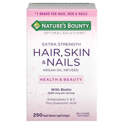 Nature's Bounty Hair Skin and Nails 5000 mcg of Biotin - 250 Coated Tablets Extra Strength