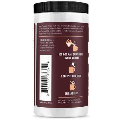 Keto Cocoa | Keto Hot Chocolate Drink Mix Powder - Sugar Free, Low Carb with Protein and MCT Oil Powder