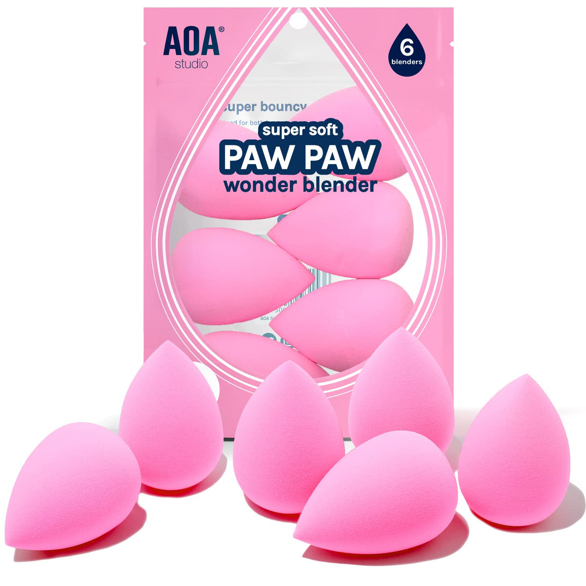 AOA Studio Collection makeup Sponge Set Latex Free and High-definition Set of 6 makeup Wonder blender For Powder Cream and Liquid, Super Soft Wonder Beauty Cosmetic AOA STUDIOBuy Supplements Australia