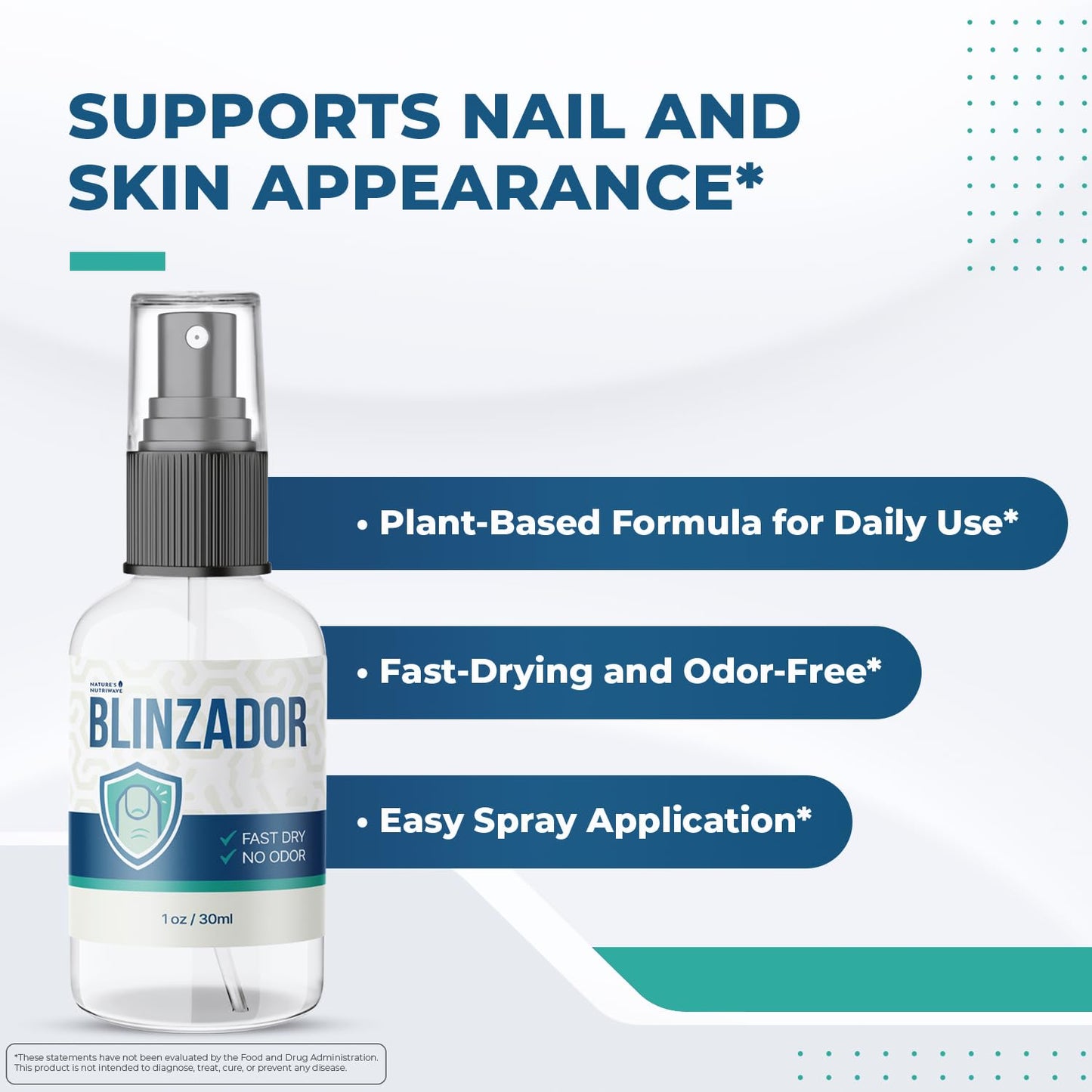 Blinzador Spray – Plant-Based Foot & Nail Formula – 1oz, 1 Month Supply | Topical foot & nail spray, plant-based | Fast-drying & odorless | No-touch daily application