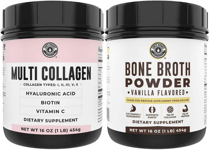 Left Coast Performance Vanilla Bone Broth and Multi Collagen Powder for Joint, Hair, Skin, and Nails Support