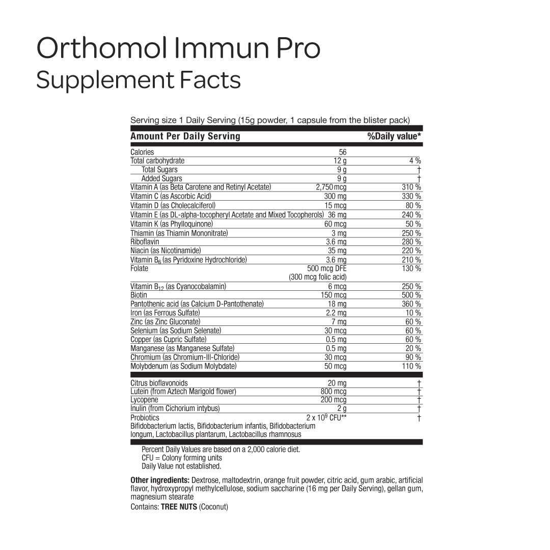 Orthomol Immun Pro, Immune Support & Gut Health Powder & Capsules for Adults with Probiotics, Prebiotics, Fiber, Vitamin C, Zinc, Selenium, Iodine, Vitamin D, E, A,B, Calcium (30 Day Supply) Orthomol buy supplements Au