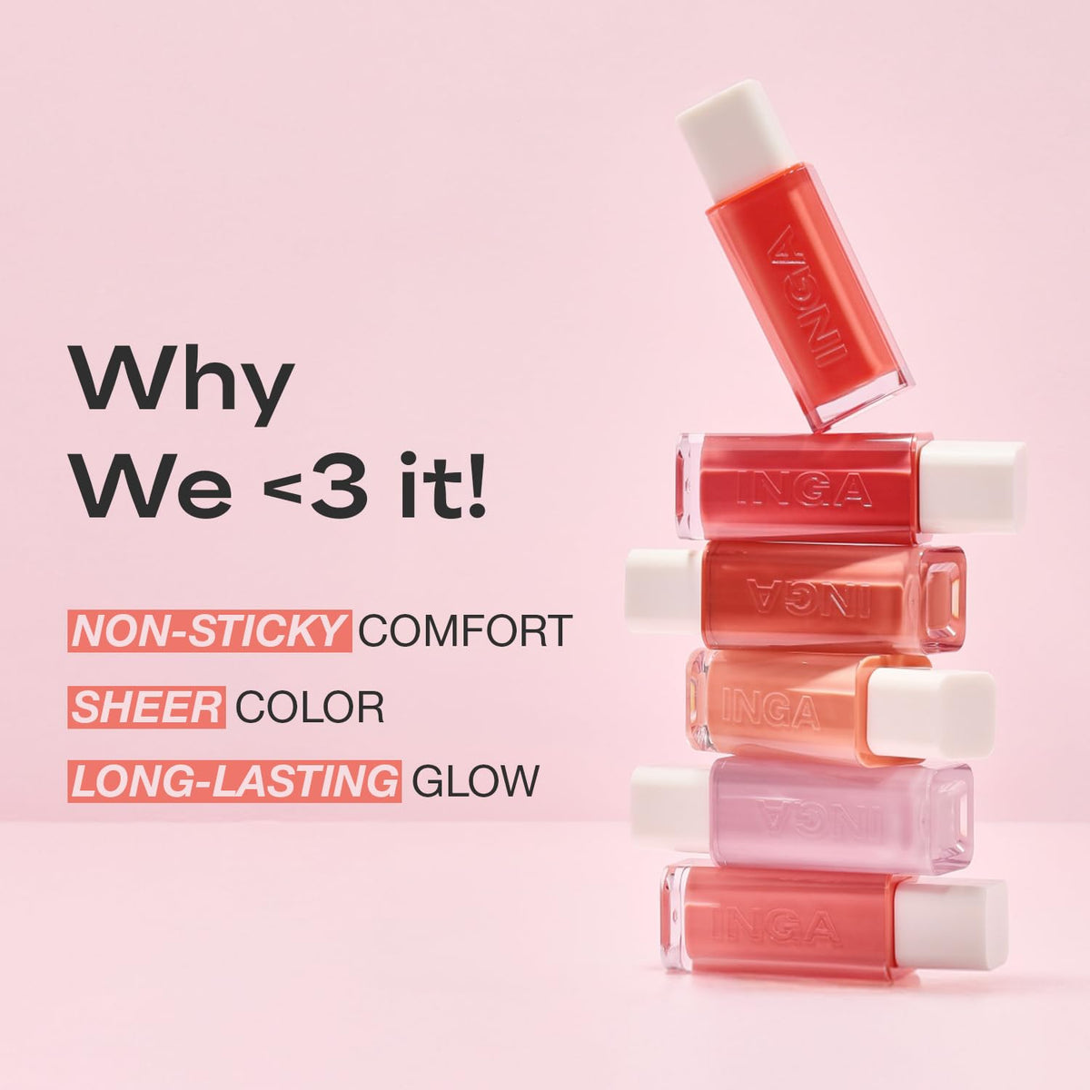 INGA Water Glow Lip Tint | Hydrating, Glossy Korean Lip Tint with Sheer Color & Glass-Like Shine | Long-Lasting, Non-Sticky Korean Lip Stain (RICH SALMON) INGABuy Supplements Australia