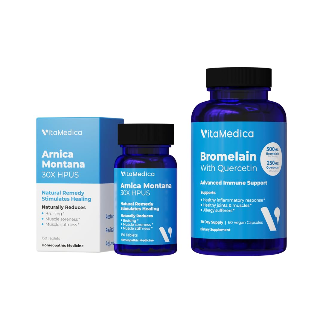 VitaMedica | Arnica Montana 30X and Bromelain with Quercetin Bundle | Arnica Montana | Bromelain | Quercetin | Recovery Bundle | Plant Based | Made in USA VitaMedicaBuy Supplements Australia