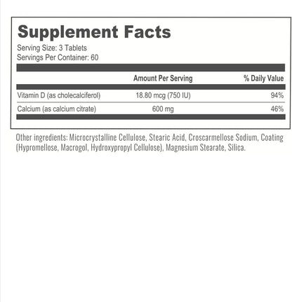 BariatricPal Easy Swallow Calcium Citrate (600mg) and D3 Coated Tablets (30-Day Supply)