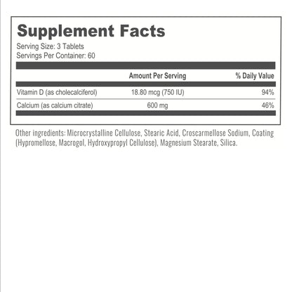 BariatricPal Easy Swallow Calcium Citrate (600mg) and D3 Coated Tablets (30-Day Supply)