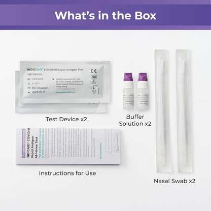 INDICAID COVID-19 Antigen Rapid Test, FDA EUA Authorized OTC COVID Home Test, 2 COVID Tests in a Individual Pack, Convenient for Both Home Use and Business Distribution, HSA/FSA Eligible, Easy to Use | |Easy to use| Accurate and Fast Result|Fast/free Prim