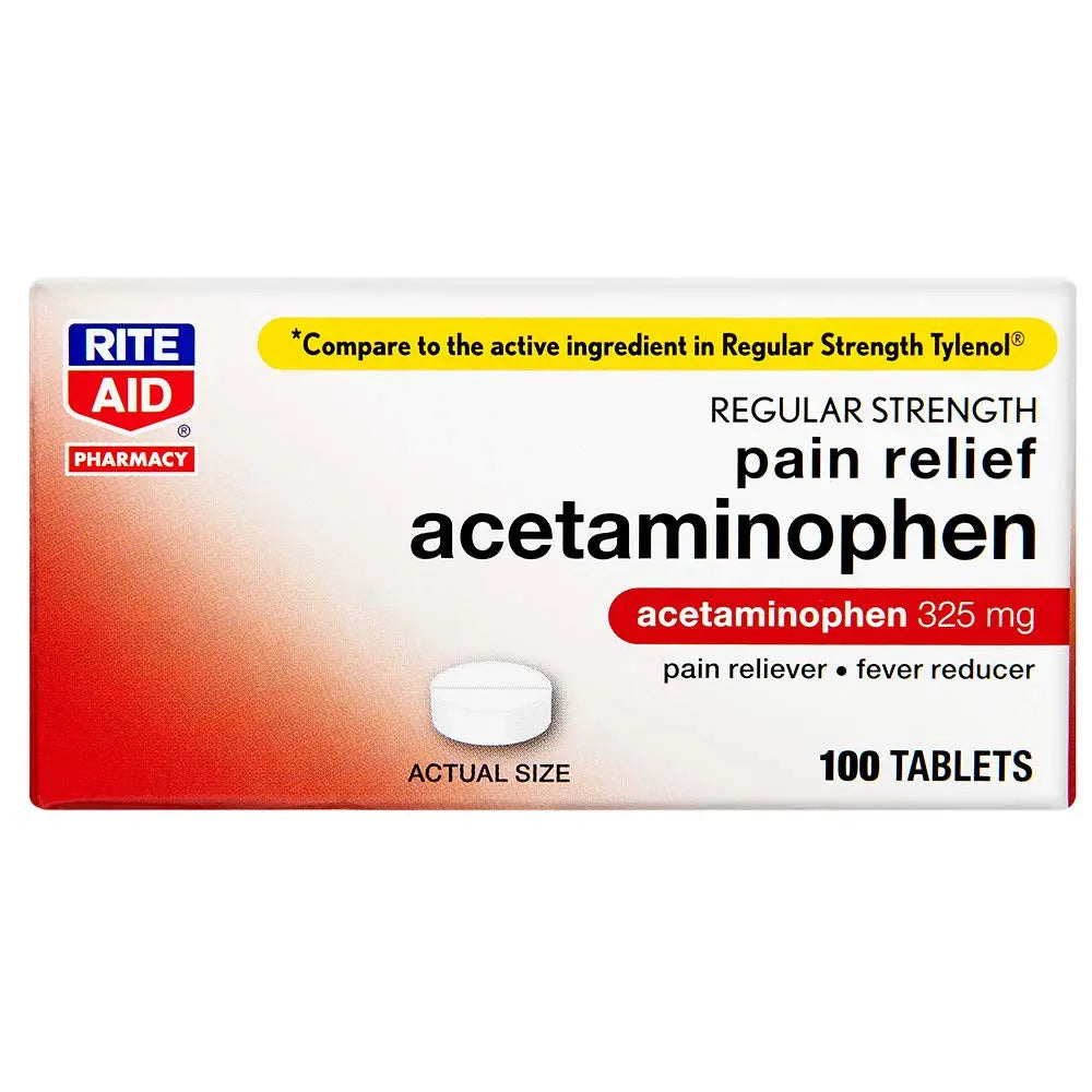 Rite Aid Regular Strength Pain Relief Acetaminophen, 325mg - 100 Tablets | Pain Reliever and Fever Reducer | Joint Pain Relief | Muscle Pain Relief | Arthritis Pain Relief | Back Pain Relief Products Rite AidBuy Supplements Australia