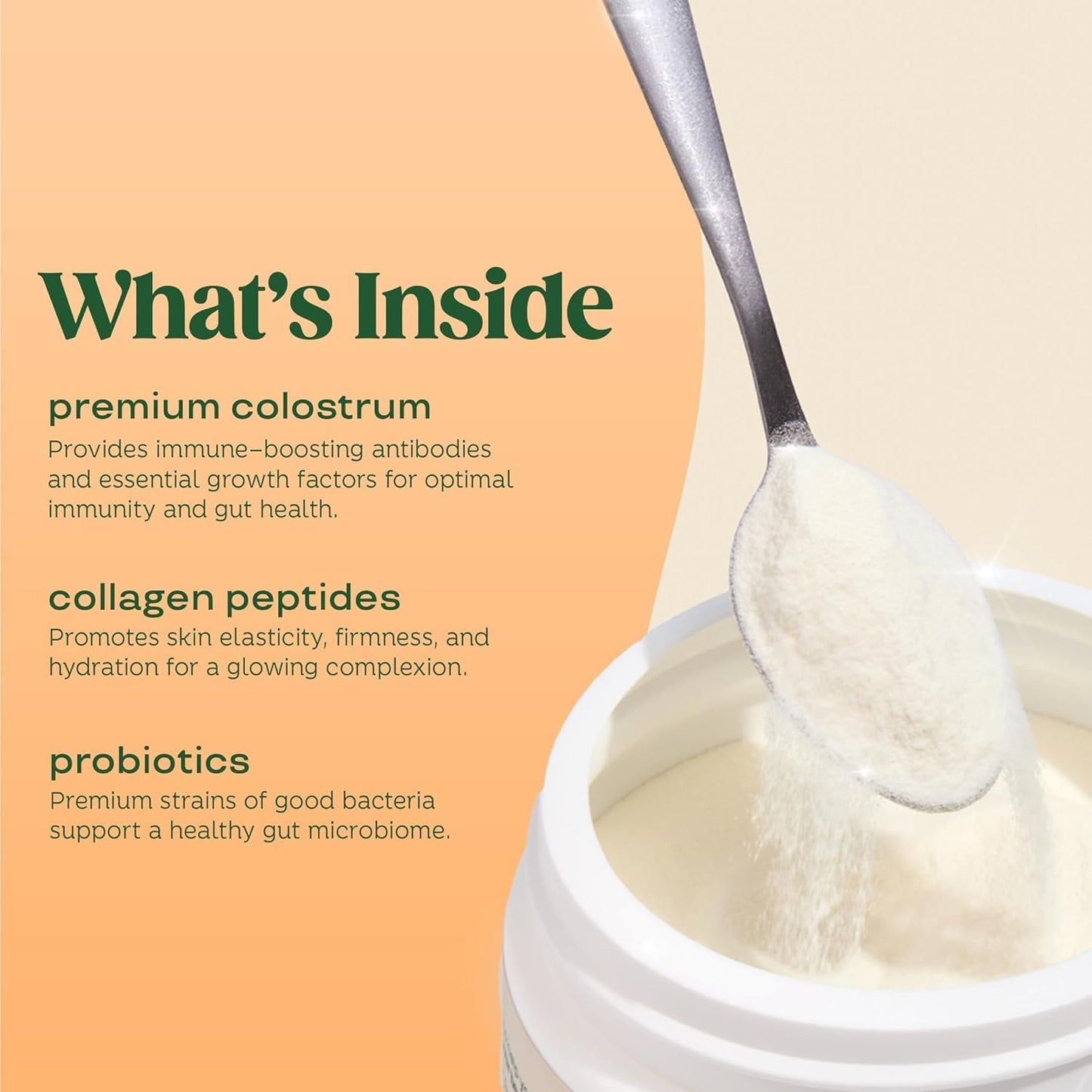 Bloom Nutrition Bovine Colostrum Powder, Orange Cream, 25 Servings | Gut Health, Immune Support, Hair Growth & Beauty Supplement, Gluten Free, Sugar Free