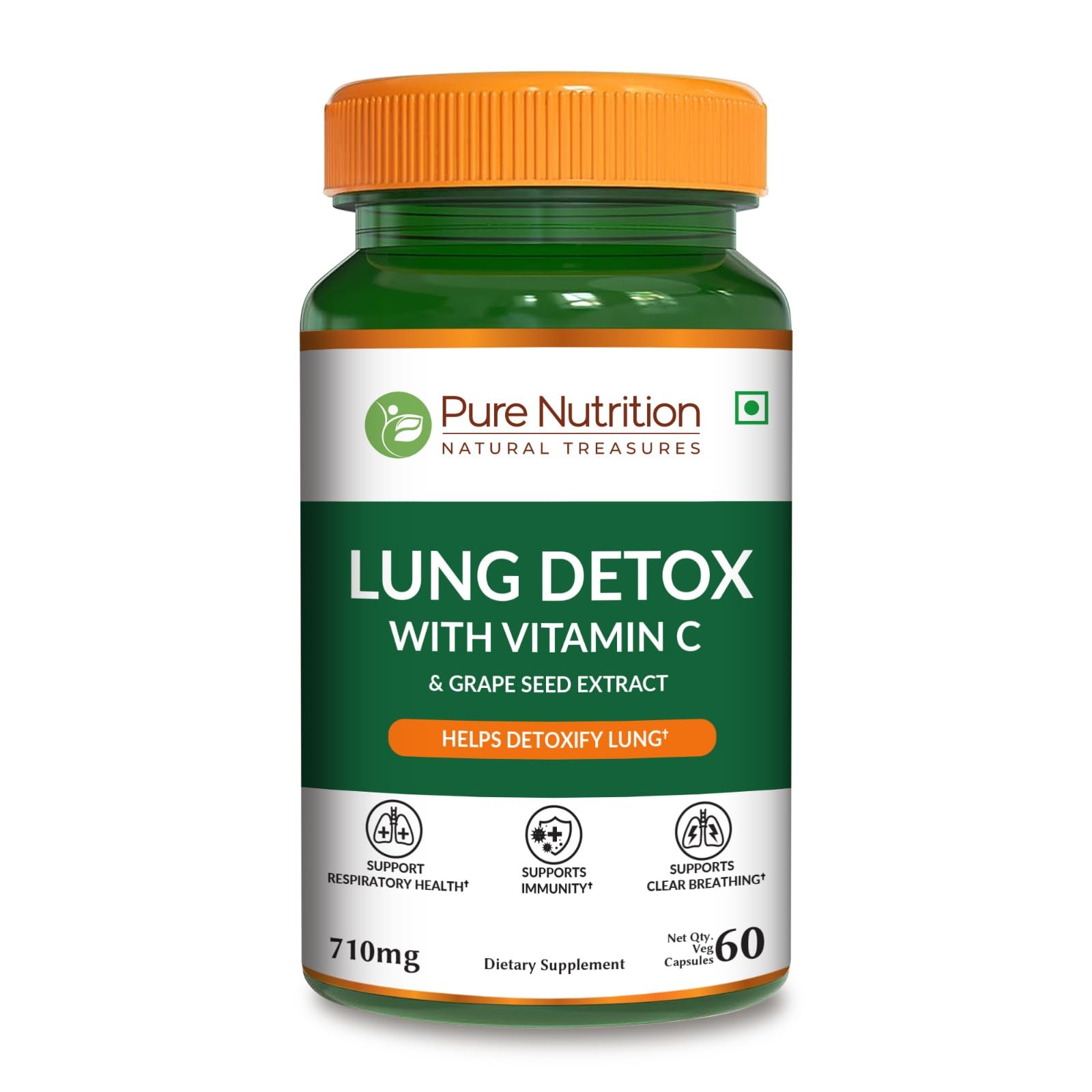 Pure Nutrition Lung Health Supplement | 60 Caps | Herbal Lung Support Formula with Quercetin, Vitamin C, Nettle, Vasaka Leaf, Lotus, Licorice & Ginger. PURE NUTRITION NATURAL TREASURESBuy Supplements Australia