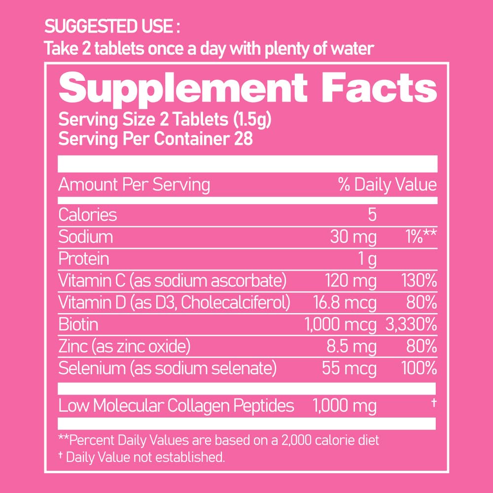Ever Collagen in&UP Biotin Cell, Low Molecular Marine Fish Collagen Peptides Tablets with Vitamin Selenium Supplements - Healthy Skin, Hair, Nail for Women - Antioxidant Supplement EVER COLLAGEN TIME buy supplements Au