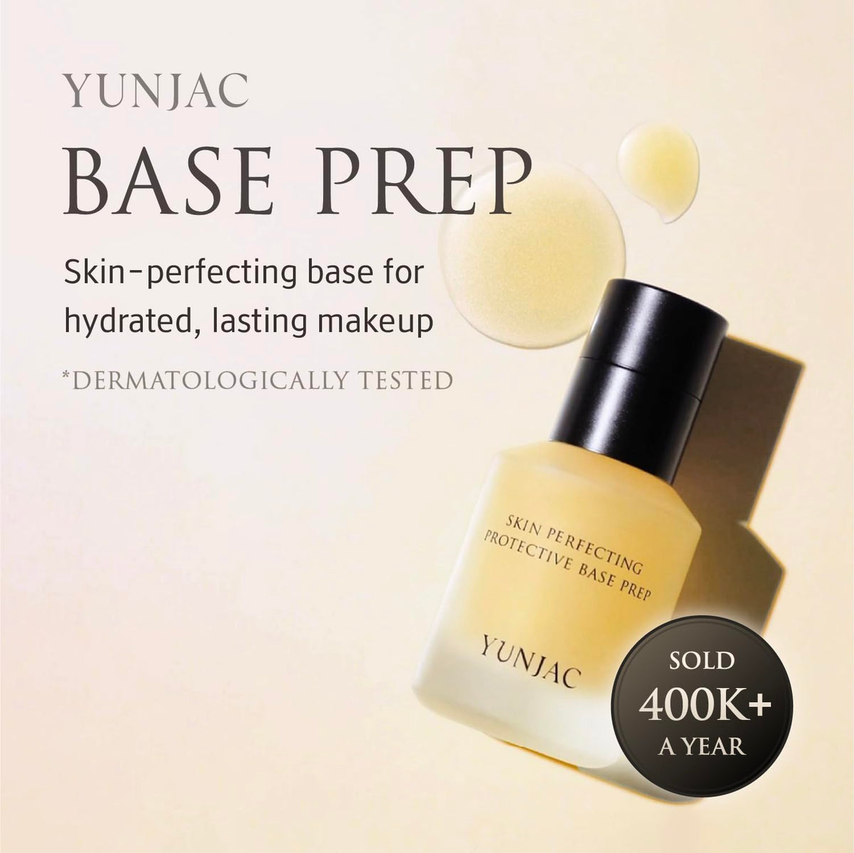 YUNJAC Base Prep Korean Primer (1.35 fl oz) – Silicone-Free Grip Makeup Base, Serum Texture for Radiant Skin, Long-Lasting Glow with Rice Ferment, Ceramide, Niacinamide, Squalane YUNJACBuy Supplements Australia