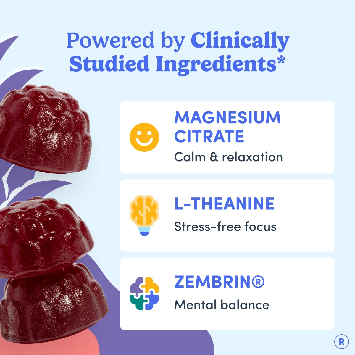 FIRST DAY Magnesium Gummies for Women, L-Theanine, Melatonin-Free, 60ct | Vegan strawberry Magnesium for Women, citrate, L-theanine and Zembrin; melatonin-free nighttime relaxation support.