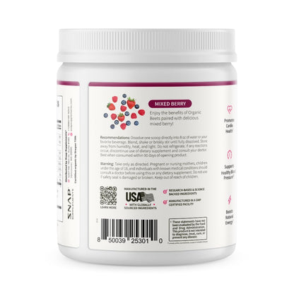 Snap Supplements Organic Beet Root Powder Nitric Oxide Supplement for Men & Women, Red Spinach & Pomegranate, Supports Healthy Energy & Blood Pressure Already in Normal Range, 30 Servings, Mixed Berry Snap Supplements buy supplements Au