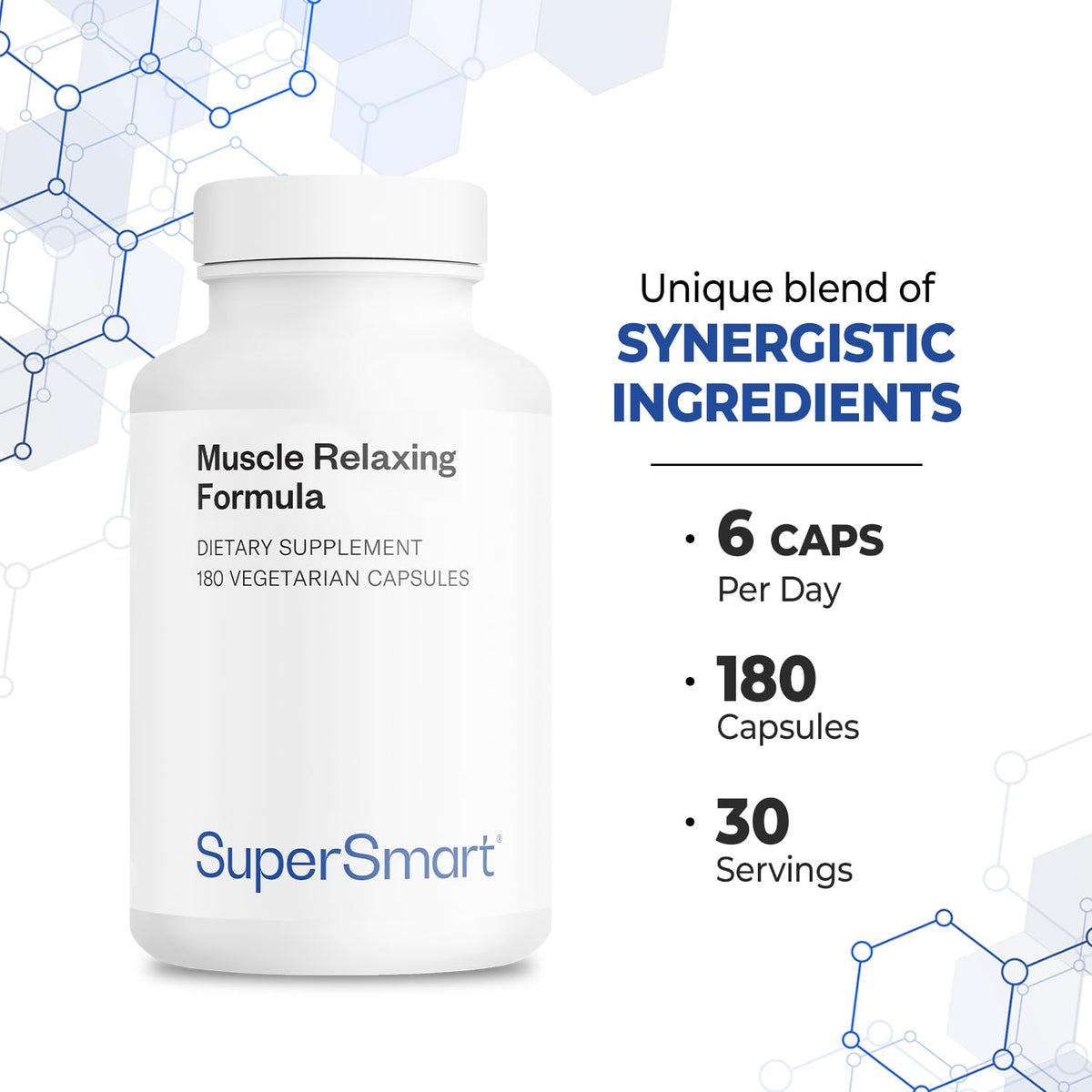 Supersmart - Muscle Relaxing Formula (Advanced Complex) - with Magnesium, Calcium, Vitamin E, Plants Extracts | Non-GMO & Gluten Free - 180 Vegetarian Capsules SupersmartBuy Supplements Australia