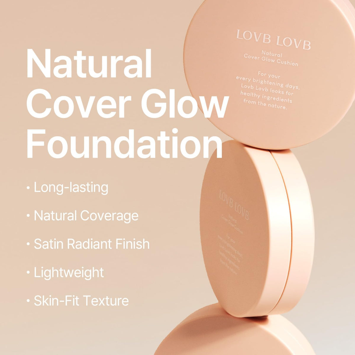 LOVB LOVB Natural Cover Glow Cushion Foundation | Satin Radiant Finish | Korean Foundation Makeup | Long-Lasting Natural Coverage | for All Skin Types 0.42 oz. (23N Natural Beige) LOVB LOVBBuy Supplements Australia