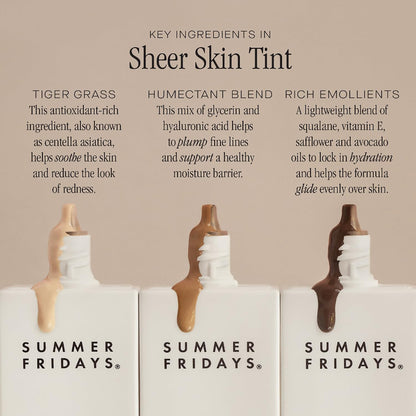 Summer Fridays Sheer Skin Tint - Skin Tint with Hyaluronic Acid - Helps Diminish Uneven Skin Tone - Sheer to Light Coverage - Shade 5 - Medium with Warm Neutral Undertones (1 Fl Oz) Summer FridaysBuy Supplements Australia