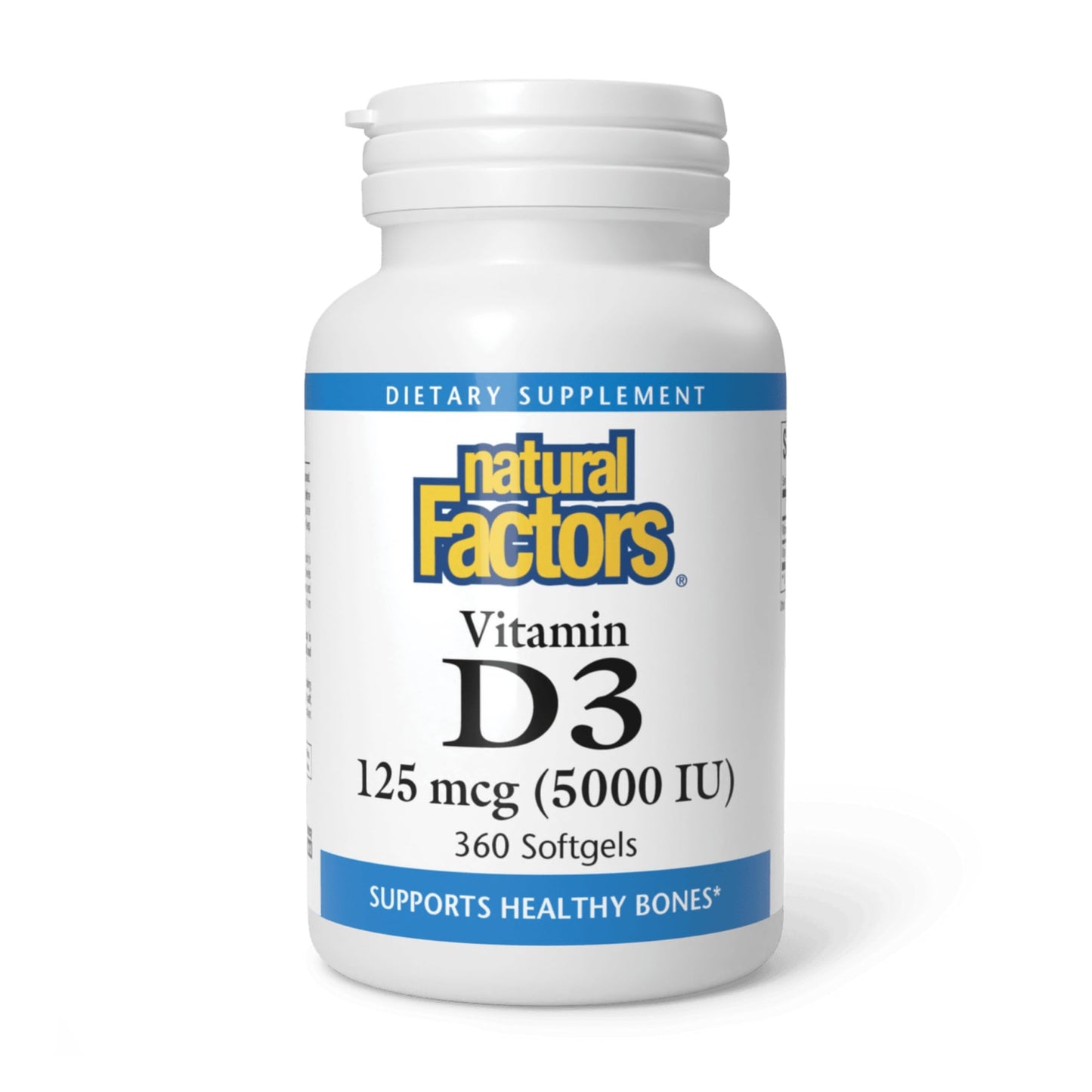 Natural Factors, Vitamin D3 5000 IU (125 mcg), Supports Strong Bones, Muscles and Immune Function, 360 Softgels Natural FactorsBuy Supplements Australia