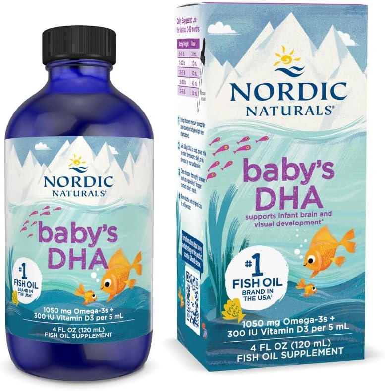 Nordic Naturals Baby’s DHA, 1050 mg Omega-3 + 300 IU Vitamin D3-4 oz | Supports Brain, Vision & Nervous System Development in Babies - Non-GMO - Servings May Vary
