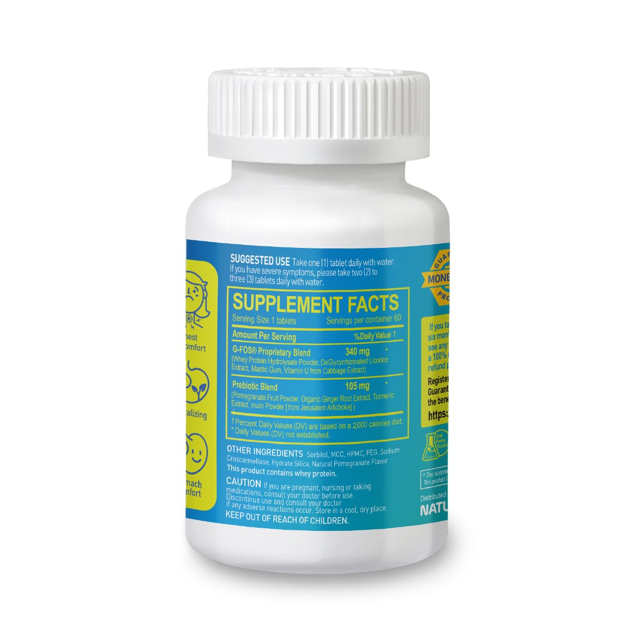 Gastro Support – Digestive Health Supplement with G-FOS Blend, Organic Ginger Root, Licorice Extract, Mastic Gum & Pomegranate – Supports Digestive Comfort & Gut Balance – 60 Tablets, 60 Day Supply NATURION buy supplements Au