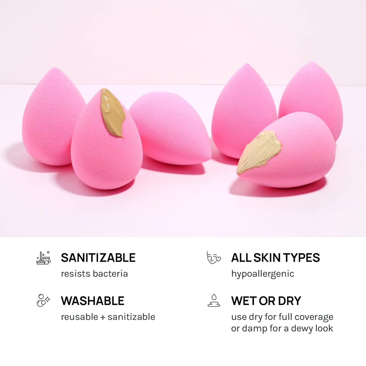 AOA Studio Collection makeup Sponge Set Latex Free and High-definition Set of 6 makeup Wonder blender For Powder Cream and Liquid, Super Soft Wonder Beauty Cosmetic AOA STUDIOBuy Supplements Australia
