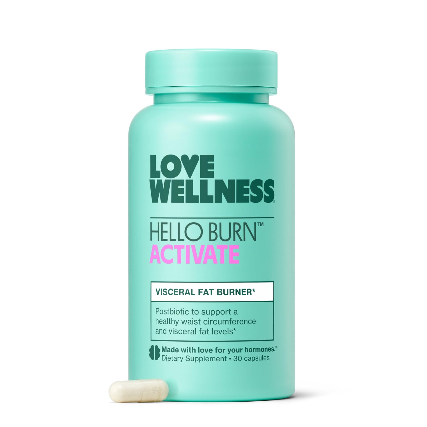 Love Wellness Hello Burn Activate | Support Visceral Fat Burn with HT BPL1 Postbiotic | Supports Healthy Waist Circumference, Longevity and Metabolic Wellness | 30 Count Love Wellness buy supplements Au