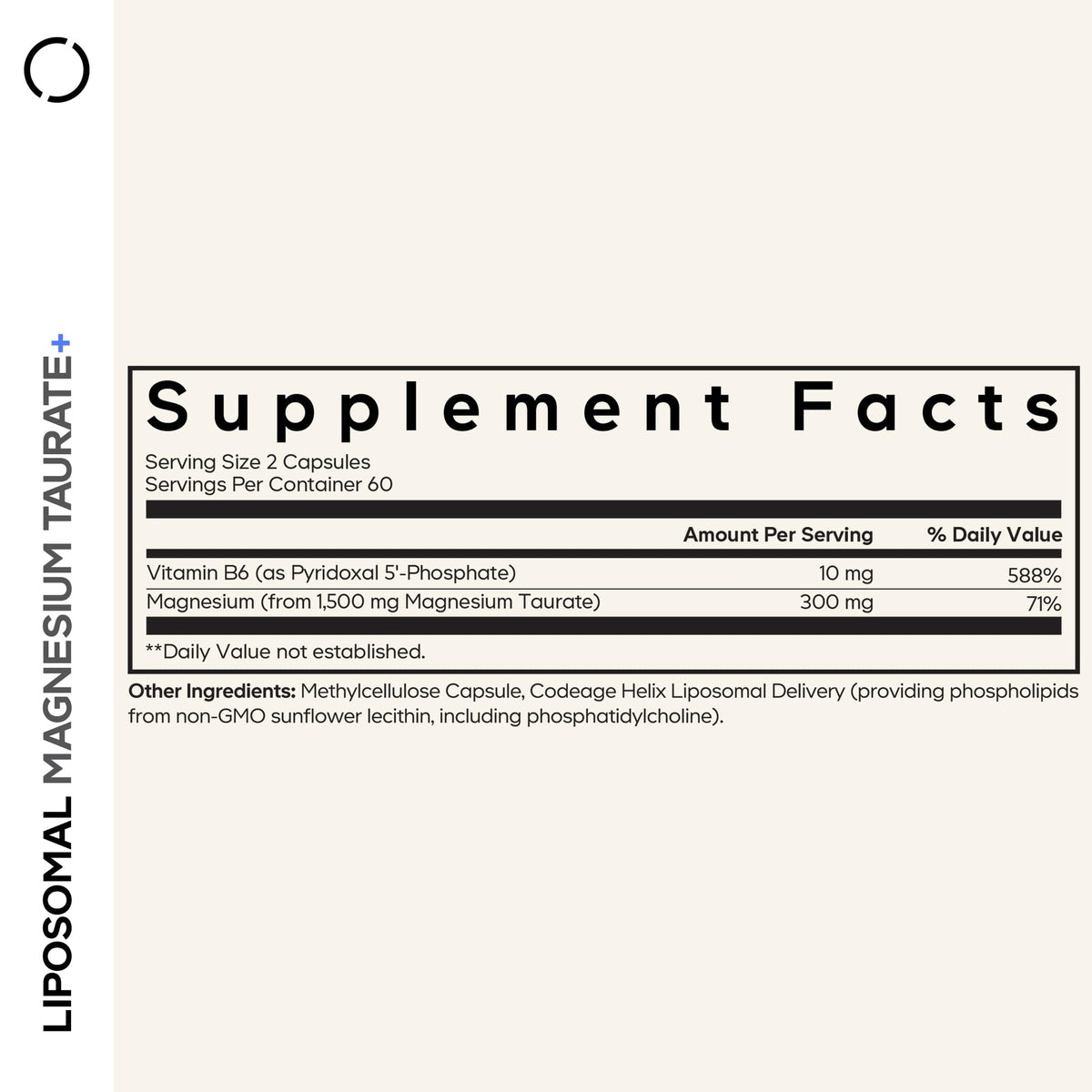 Codeage Liposomal Magnesium Taurate+ Supplement - Magnesium Taurate, Vitamin B6 as Pyridoxal 5-Phosphate, 2-Month Supply - Liposomal Delivery, Vegan, Non-GMO, Gluten-Free, 120 Capsules CodeageBuy Supplements Australia
