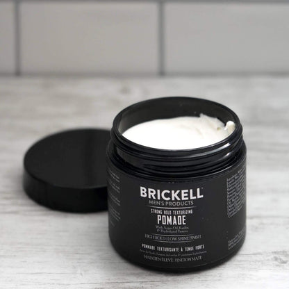 Brickell Men's Products Strong Hold Texturizing Pomade For Men, Pliable Hair Styling Fiber Pomade, With Hydrolyzed Proteins, Argan Oil, and Kaolin, 2 Ounce, Scented