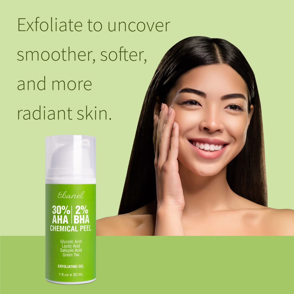 Ebanel Bundle of Hyaluronic Acid Serum and 30% AHA 2% BHA Chemical Peel Exfoliant Gel