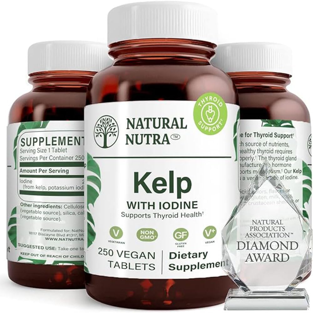 Natural Nutra Kelp Iodine with Potassium Iodide 225 mcg, 100 Tablets | Thyroid Support Supplement with Vegan Sea Kelp, Immune Strength & Metabolism Balance Formula for Daily Wellness Support