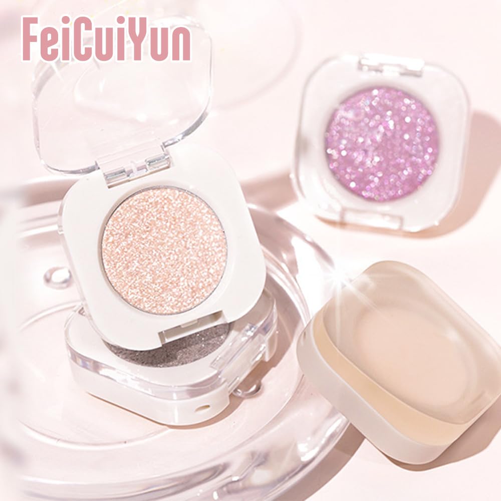 FeiCuiYun Glitter Shimmer Sparkle Eye Shadow Palette Makeup for Older Women, Pearl White Silver Glitter Shimmer Metallic Holographic Iridescent Cream Iridescent Single Monochrome Eyeshadow Makeup, 11 FeiCuiYunBuy Supplements Australia