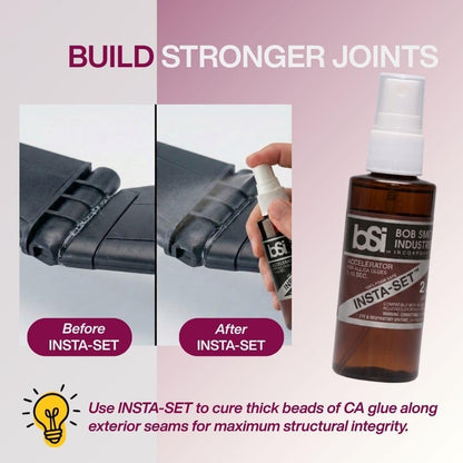 Bob Smith Industries Insta-Set Super Glue Accelerator 2 fl oz - Fast Drying Liquid Activator for Cyanoacrylate Adhesives, Enhance Repair Speed - Strawberry Scent