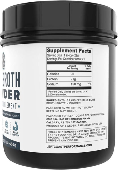 Left Coast Performance Pure Bone Broth and Multi Collagen Powder for Joint, Hair, Skin, and Nails Support