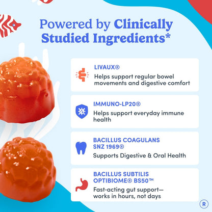 FIRST DAY Teens Tropical Tribiotic Gummies & Orange Multivitamin Gummies | Daily Nutrients, Immunity, & Gut Health | Clean Label Project Verified® | Vegan | 30-Day Supply