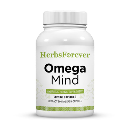 Herbs Forever Omega Mind supplement bottle on a white background