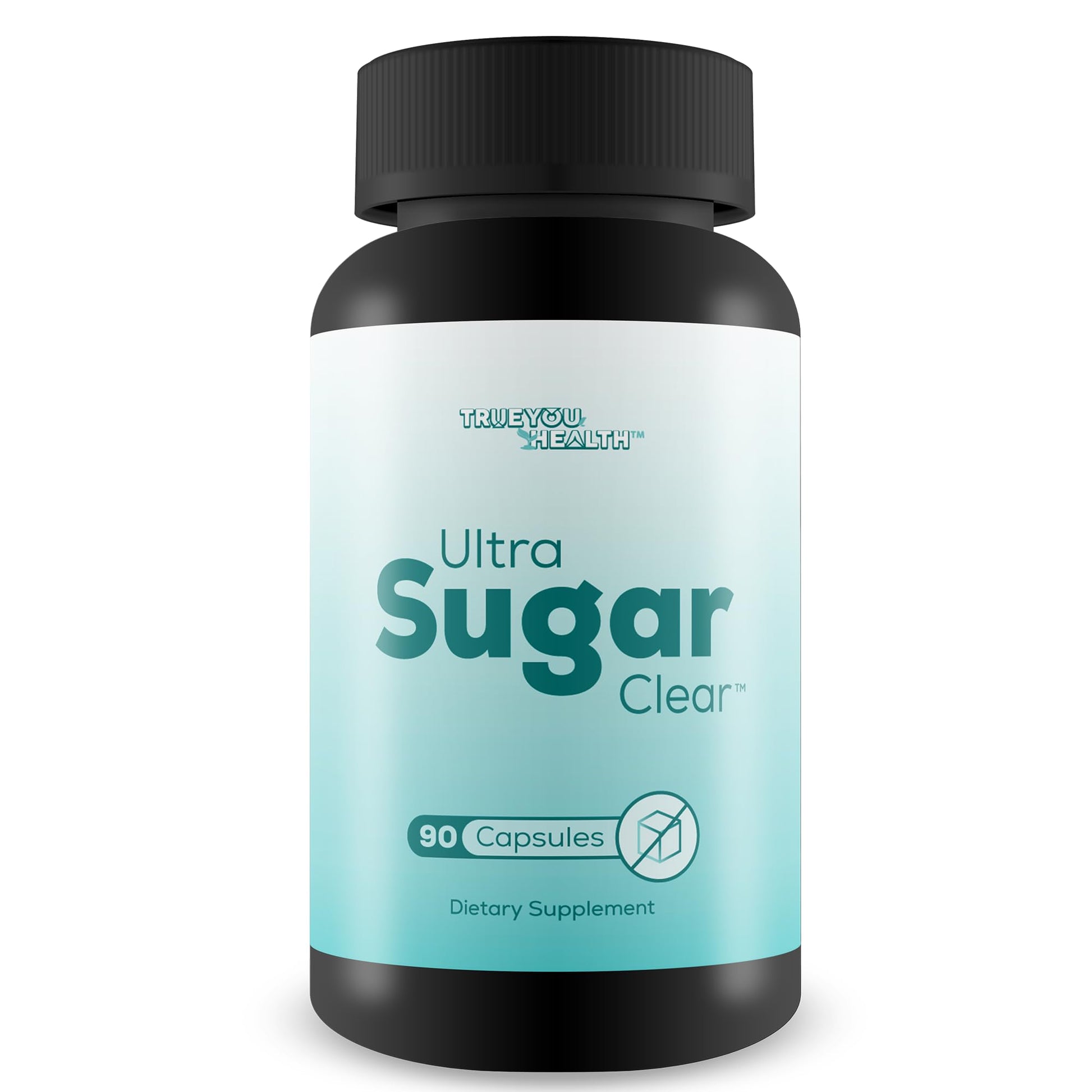 Supplement bottle labeled 'Ultra Sugar Clear' on a white background