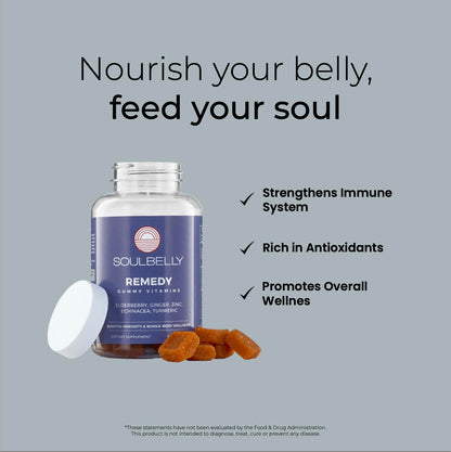 SOULBELLY Super Immunity | Remedy Vitamin Gummies for Immune Support | Vegan | Gluten-Free | Non-GMO | 60 Count SOULBELLY buy supplements Au