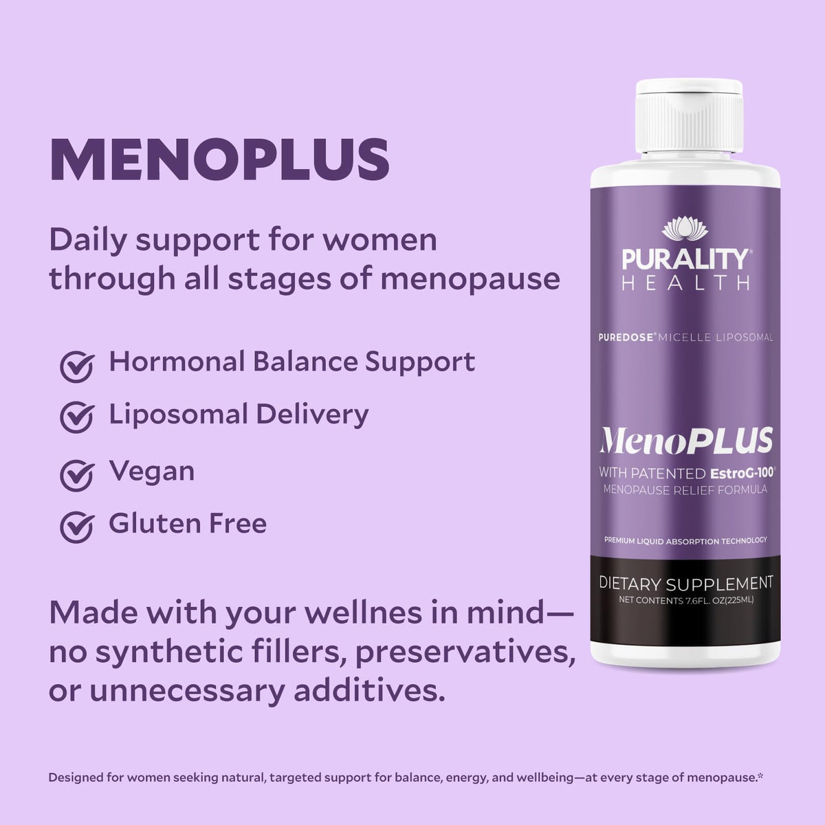 PURALITY HEALTH MenoPLUS Liposomal Menopause Supplement for Women | EstroG-100®, Vitamins D3, B6, B12 & K2 | Iodine | Hormonal Balance & Mood Support PURALITY HEALTHBuy Supplements Australia