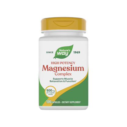 Nature's Way High Potency Magnesium Complex supplement bottle on a white background