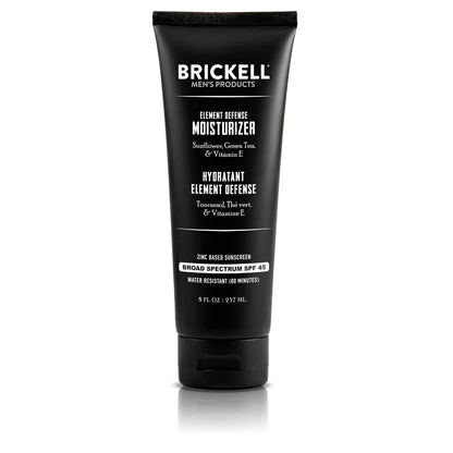 Brickell Men's Element Defense SPF45 Moisturizer for Men, Mineral Sunscreen, Hydrates and Protects Skin Against UVA/UVB Rays, With Zinc, Vitamin E, and Green Tea, 8 Ounce, Unscented
