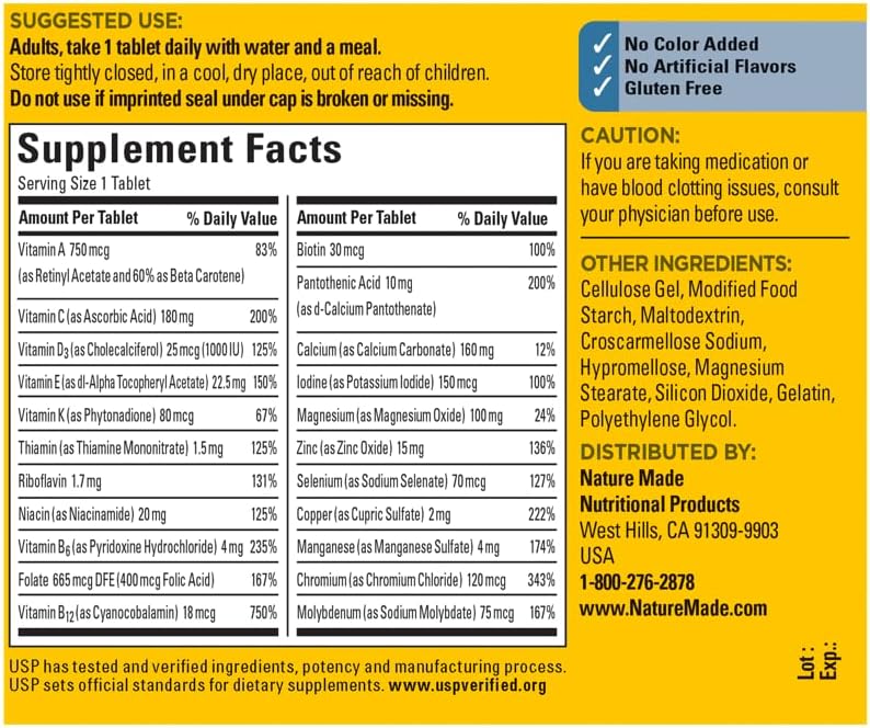 Nature Made Multivitamin for Him, Mens Multivitamins with No Iron, Daily Nutritional Support, Nature Made Multi Mens Vitamins & Minerals, 300 Tablets, 300 Day Supply