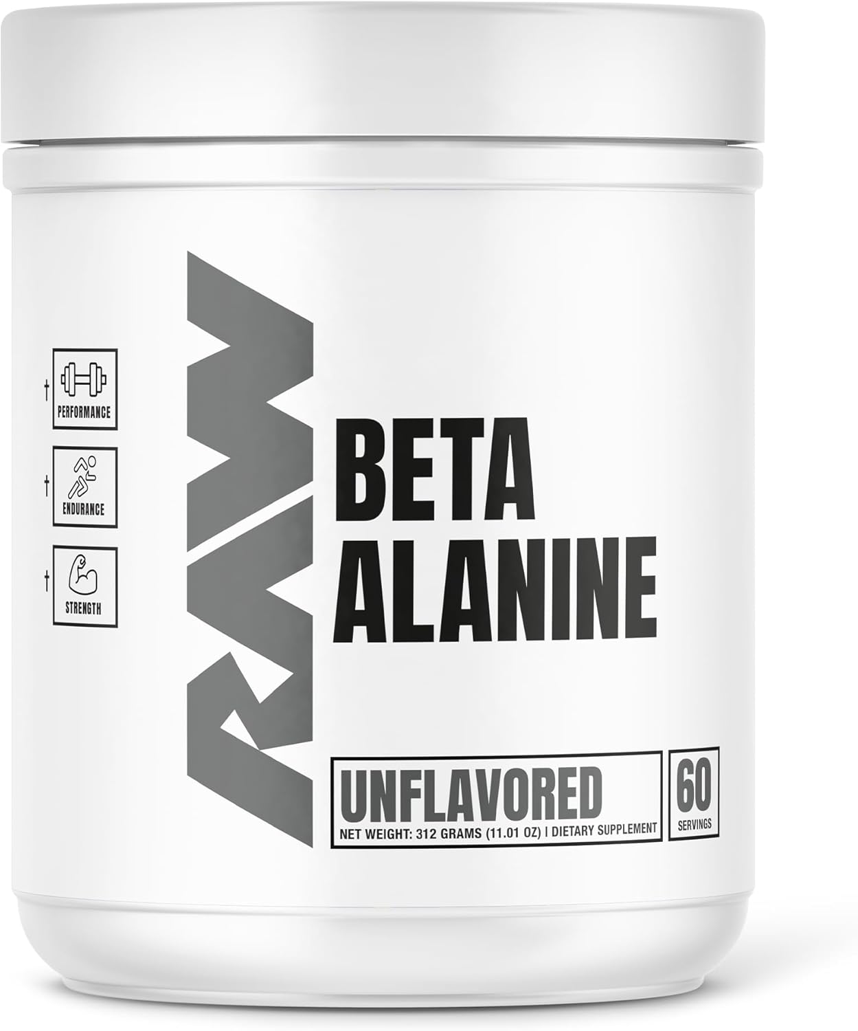 RAW Beta Alanine Powder, Unflavored (60 Servings) - Pre-Workout Powder for Men & Women - Beta Alanine Supplement for Workout Endurance - Preworkout Beta Alanine Powder for Reduced Muscular Fatigue